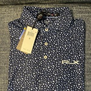 NWT RLX Golf Shirt size M - navy and blue floral